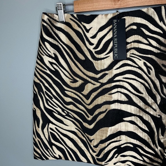 NWT Banana Republic Eclat Brocade Mini Skirt Metallic Gold Zebra - Picture 5 of 12